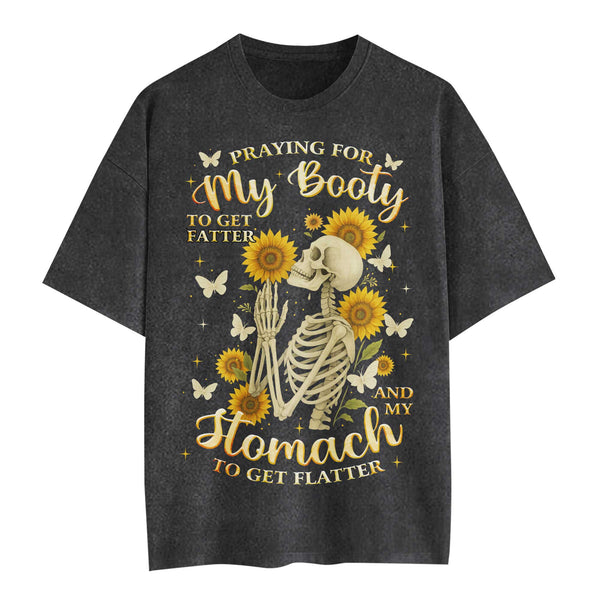 Praying For My Booty Women's Gym T-Shirt, Workout Shirt, Oversized Pump Cover Tee