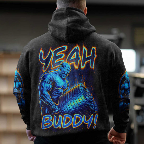Yeah Buddy Men's Gym Hoodie, Workout Shirt, Oversized Pullover Hoodie