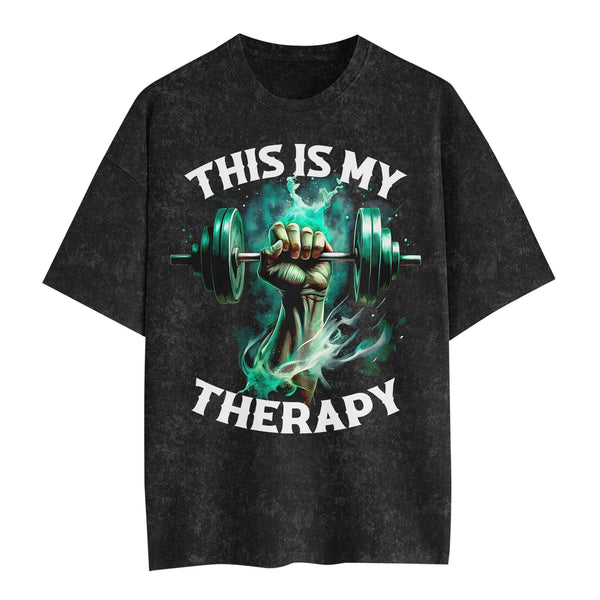 This Is My Therapy Men's Gym T-Shirt, Workout Shirt, Oversized Pump Cover Tee