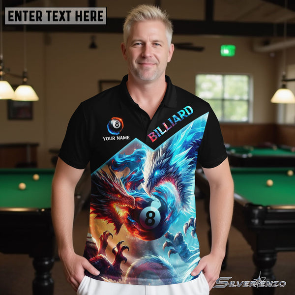 Billiards 8 Ball Dragon Personalized Men Women Polo Shirt Custom Billiard Team Jersey