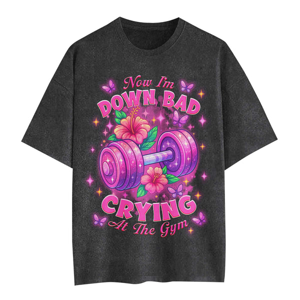 Crying At Gym Women's Gym T-Shirt, Workout Shirt, Oversized Pump Cover Tee