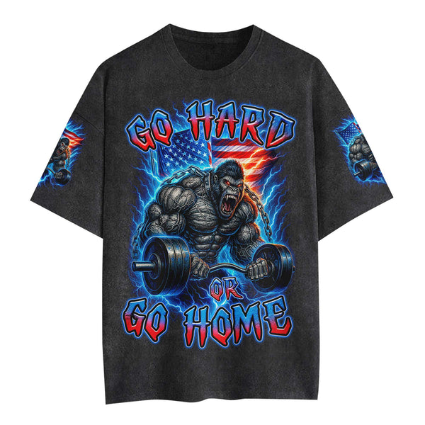 Go Hard Or Go Home Men's Gym T-Shirt, Workout Shirt, Oversized Pump Cover Tee