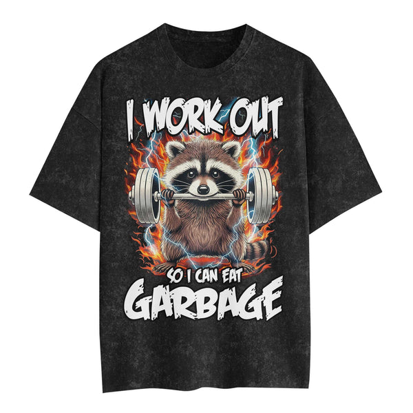 I Workout Racoon Men's Gym T-Shirt, Workout Shirt, Oversized Pump Cover Tee