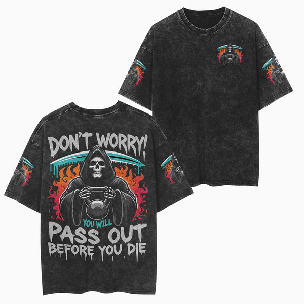 Pass Out Before Die Men's Gym T-Shirt, Workout Shirt, Oversized Pump Cover Tee