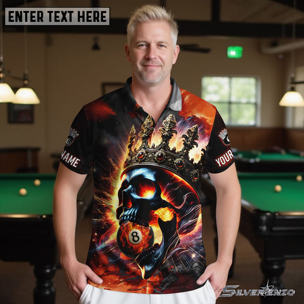 Billiards Skull 8 Ball Personalized Men Women Polo Shirt Custom Billiard Team Jersey