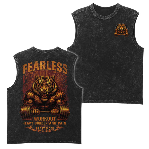 Fearless Tiger Men's Gym Tank Top, Workout Tank, Oversized Tank