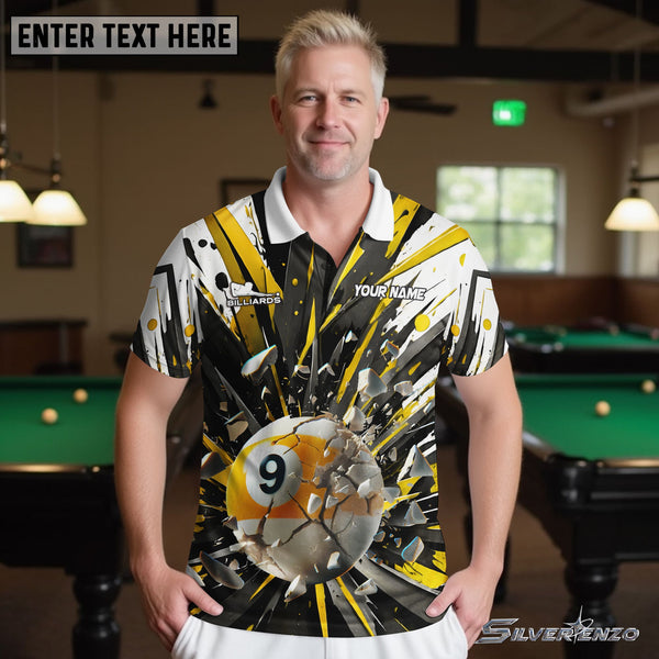 Billiards Colorful 9 Ball Break Personalized Men Women Polo Shirt Custom Billiard Team Jersey