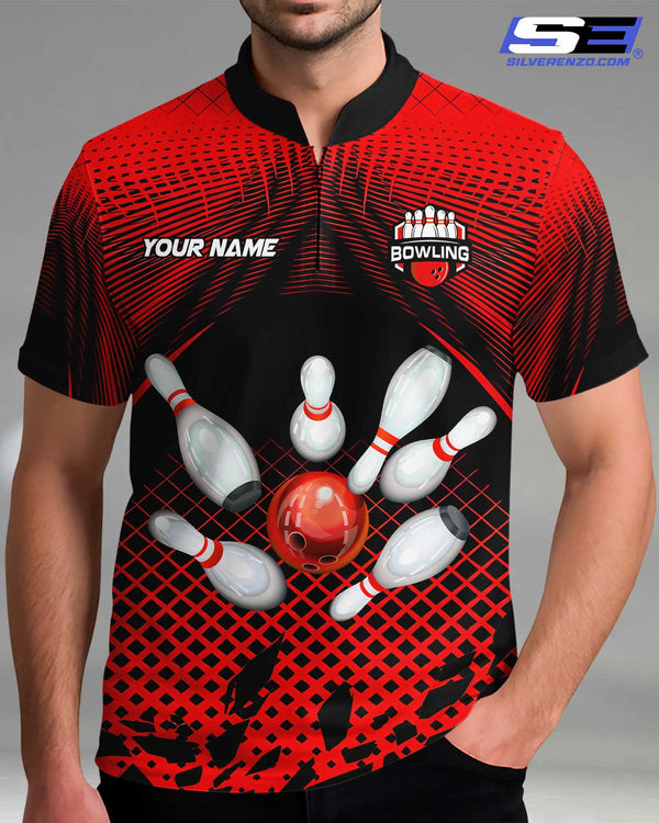 Personalized Bowling And Pins Men Women Polo Shirt Custom Name Bowling Team Jersey