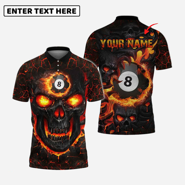 Billiards Skull Fire Personalized Men Women Polo Shirt Custom Billiard Team Jersey