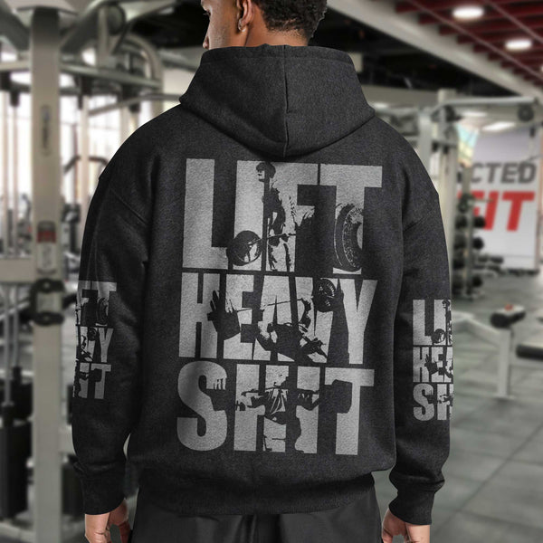 Lift Heavy Men's Gym Hoodie, Workout Shirt, Oversized Pullover Hoodie