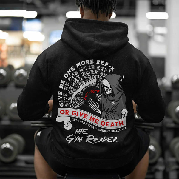The Gym Reaper Men's Gym Hoodie, Workout Shirt, Oversized Pullover Hoodie