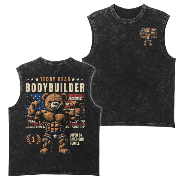 Bear Bodybuider Men's Gym Tank Top, Workout Tank, Oversized Tank
