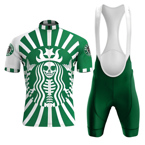 Skeleton Coffee Men's Cycling Jersey Set, Road Bike Cycling Kit for Men, Biking Outfit, Bicycle Suit, Team Racing Uniform