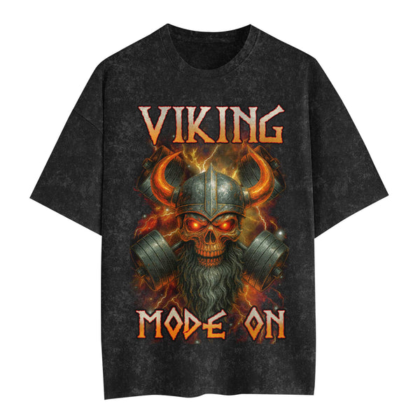 Viking Mode On Men's Gym T-Shirt, Workout Shirt, Oversized Pump Cover Tee