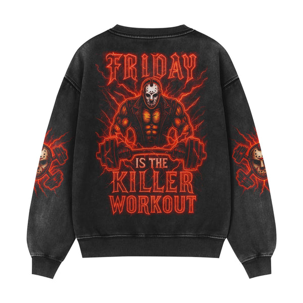 Friday Workout Halloween Men's Gym Sweatshirt, Workout Shirt, Oversized Crewneck Sweatshirt