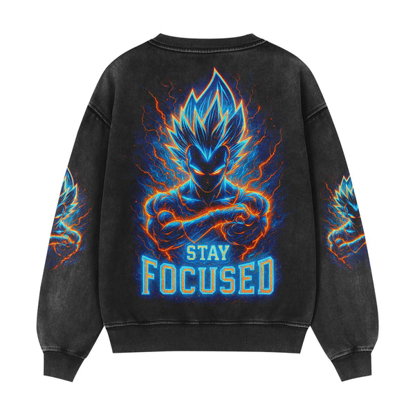 Stay Focused Men's Gym Sweatshirt, Workout Shirt, Oversized Crewneck Sweatshirt