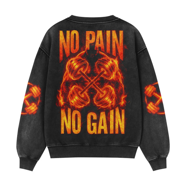 No Pain No Gain Men's Gym Sweatshirt, Workout Shirt, Oversized Crewneck Sweatshirt