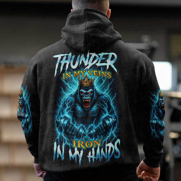 Thunder In My Vein Men's Gym Hoodie, Workout Shirt, Oversized Pullover Hoodie