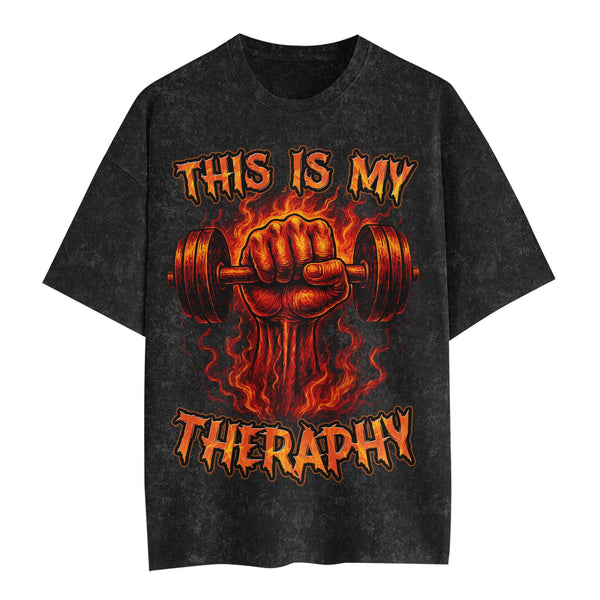 This Is My Therapy Men's Gym T-Shirt, Workout Shirt, Oversized Pump Cover Tee