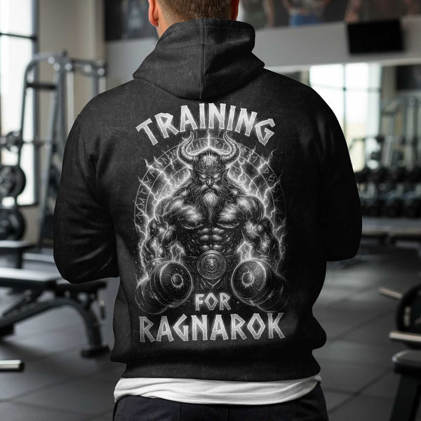 Training For Ragnarok Men's Gym Hoodie, Workout Shirt, Oversized Pullover Hoodie