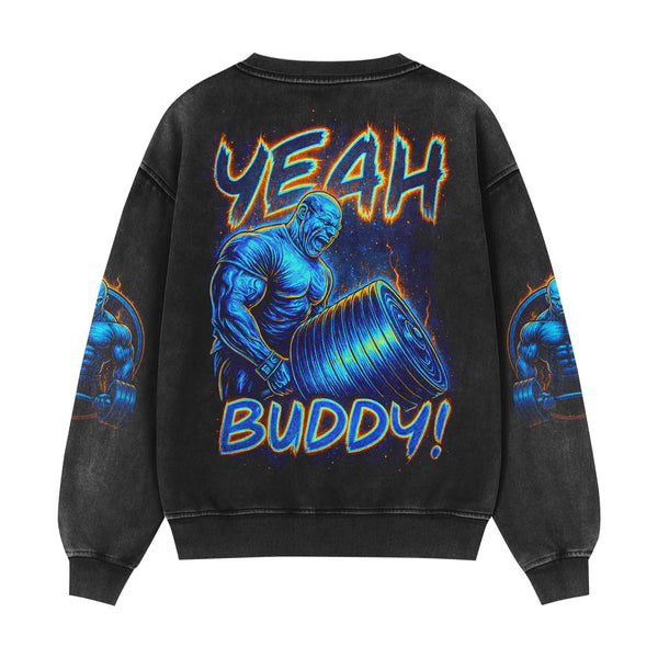 Yeah Buddy Men's Gym Sweatshirt, Workout Shirt, Oversized Crewneck Sweatshirt