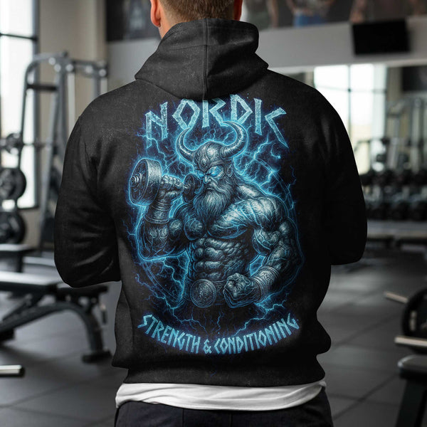 Nordic Strength & Conditioning Men's Gym Hoodie, Workout Shirt, Oversized Pullover Hoodie