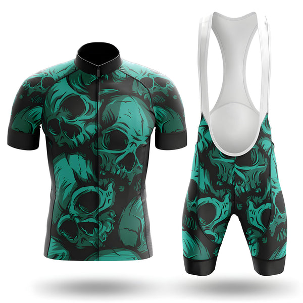 Green Skulls Men's Cycling Jersey Set, Road Bike Cycling Kit for Men, Biking Outfit, Bicycle Suit, Team Racing Uniform