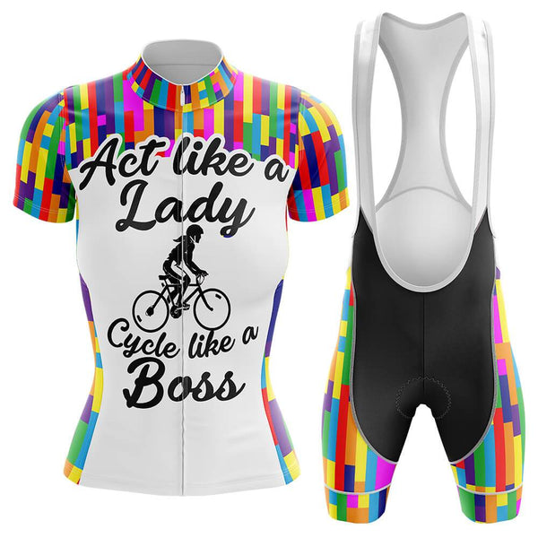 Lady Boss Women's Cycling Jersey Set, Road Bike Cycling Kit for Women, Biking Outfit, Bicycle Suit, Team Racing Uniform