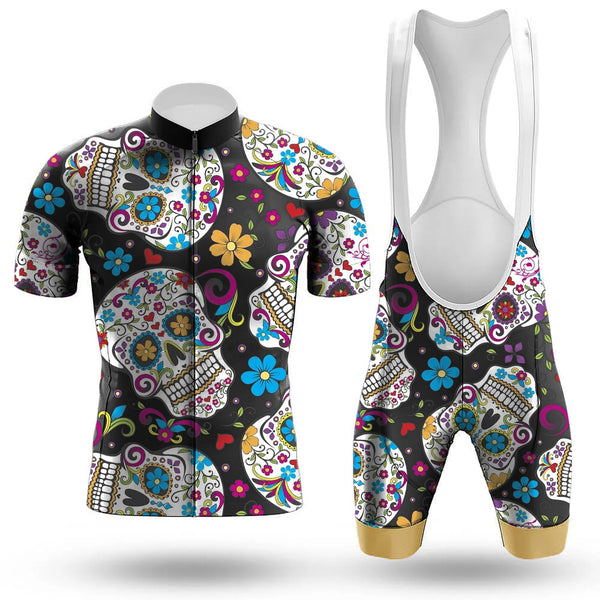 Sugar Skull Men's Cycling Jersey Set, Road Bike Cycling Kit for Men, Biking Outfit, Bicycle Suit, Team Racing Uniform