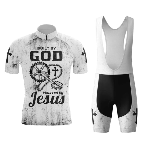 Built By God Powered By Jesus Men's Cycling Jersey Set, Road Bike Cycling Kit for Men, Biking Outfit, Bicycle Suit, Team Racing Uniform