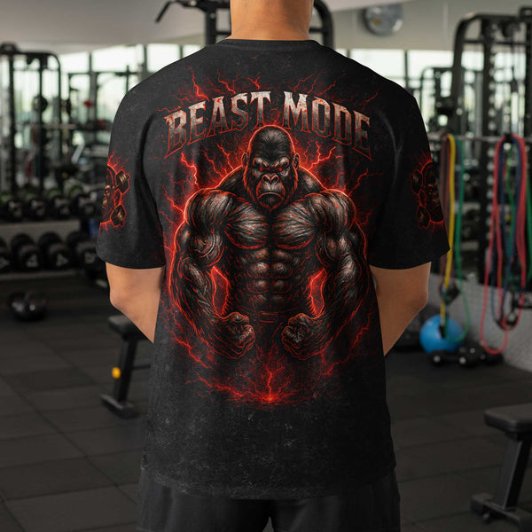 Beast Mode Men's Gym T-Shirt, Workout Shirt, Oversized Pump Cover Tee