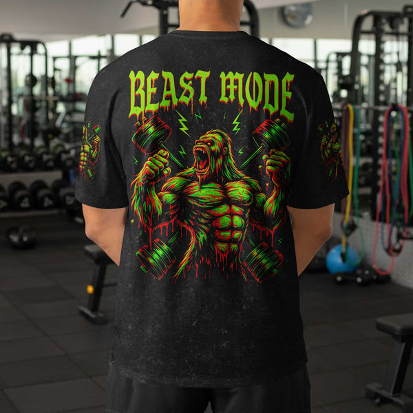 Beast Mode Men's Gym T-Shirt, Workout Shirt, Oversized Pump Cover Tee