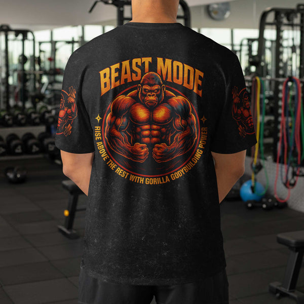 Beast Mode Men's Gym T-Shirt, Workout Shirt, Oversized Pump Cover Tee