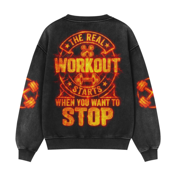 The Real Workout Men's Gym Sweatshirt, Workout Shirt, Oversized Crewneck Sweatshirt