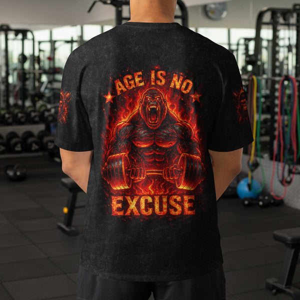 Age Is No Excuse Men's Gym T-Shirt, Workout Shirt, Oversized Pump Cover Tee