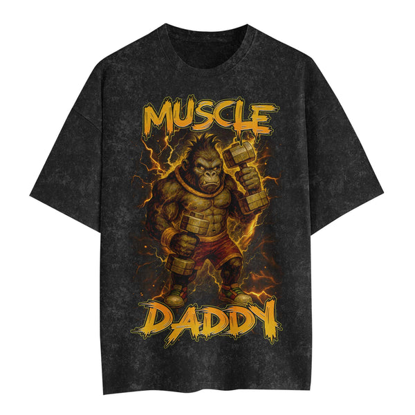 Muscle Daddy Men's Gym T-Shirt, Workout Shirt, Oversized Pump Cover Tee