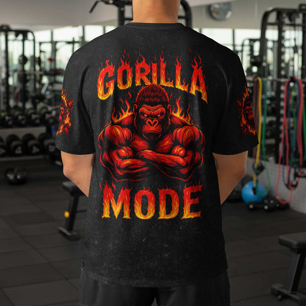 Gorilla Mode Men's Gym T-Shirt, Workout Shirt, Oversized Pump Cover Tee