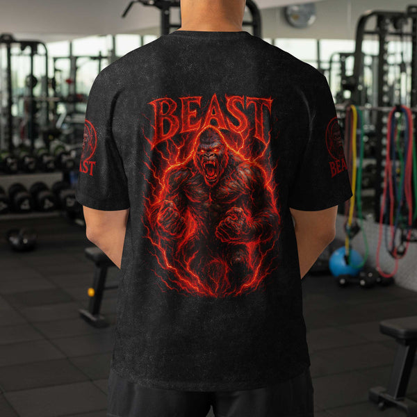 Beast Men's Gym T-Shirt, Workout Shirt, Oversized Pump Cover Tee