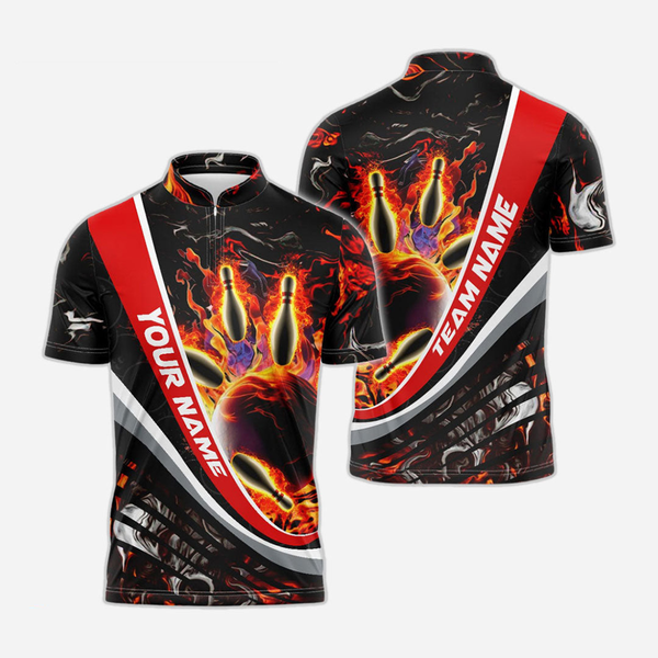 Bowling And Pins Personalized Men Women Polo Shirt Custom Bowling Team Jersey