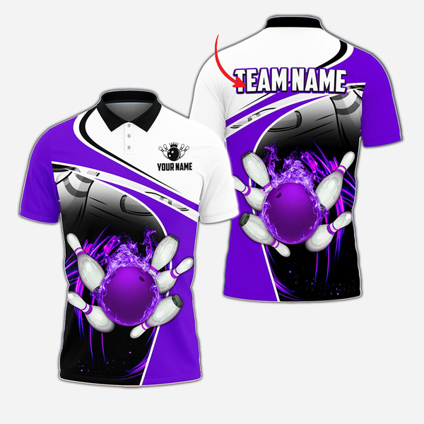 Bowling And Pins Personalized Men Women Polo Shirt Custom Bowling Team Jersey