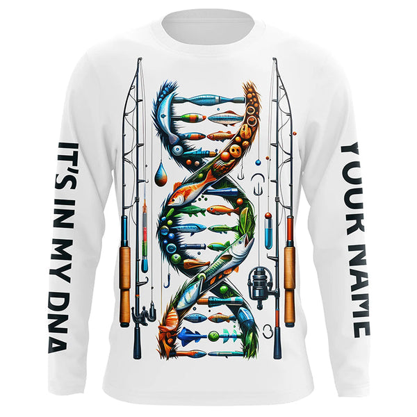 Fishing - It's in my DNA Personalized Men Women Long Sleeve Shirt Custom Fishing Apparel