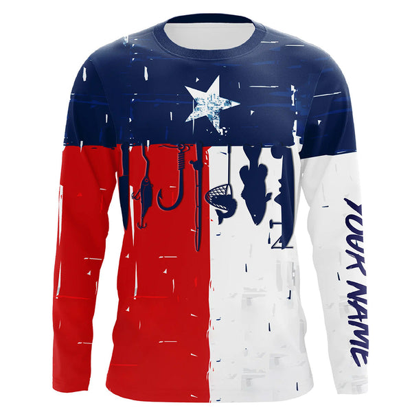 Fishing Texas Flag Personalized Men Women Long Sleeve Shirt Custom Fishing Apparel