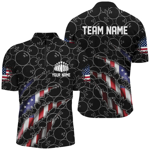 Bowling Patriotic Personalized Men Women Polo Shirt Custom Bowling Team Jersey