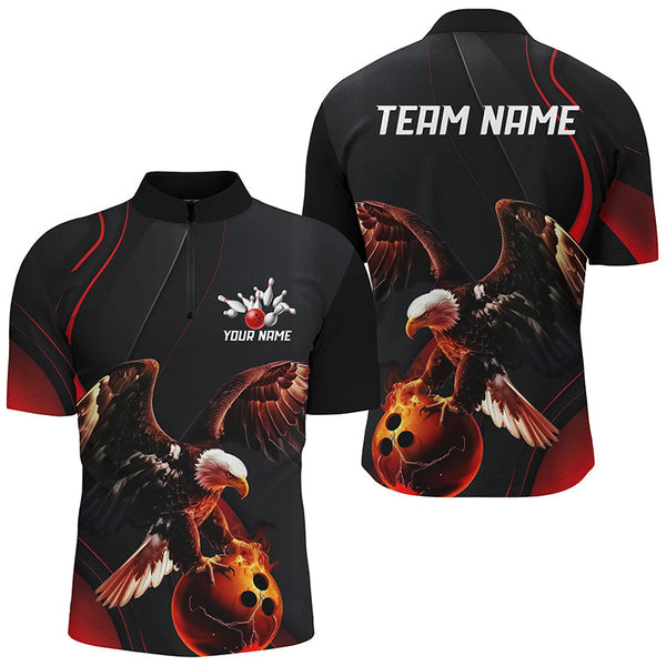 Bowling Red Flame Eagle Personalized Men Women Polo Shirt Custom Bowling Team Jersey