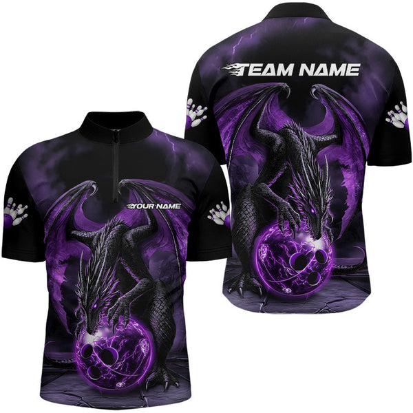 Bowling Black And Purple Personalized Men Women Polo Shirt Custom Bowling Team Jersey