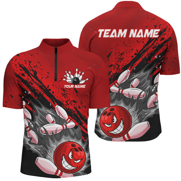 Bowling Black And Red Personalized Men Women Polo Shirt Custom Bowling Team Jersey