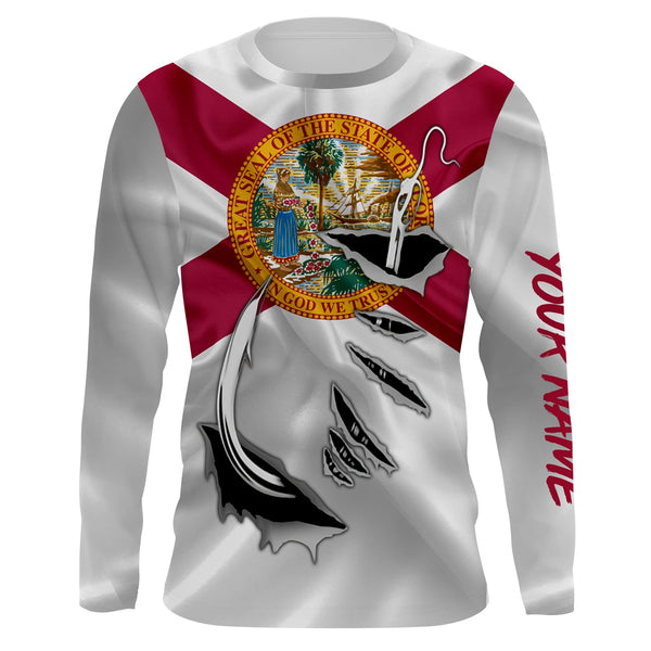 Fishing Fish Hook Florida Personalized Men Women Long Sleeve Shirt Custom Fishing Apparel