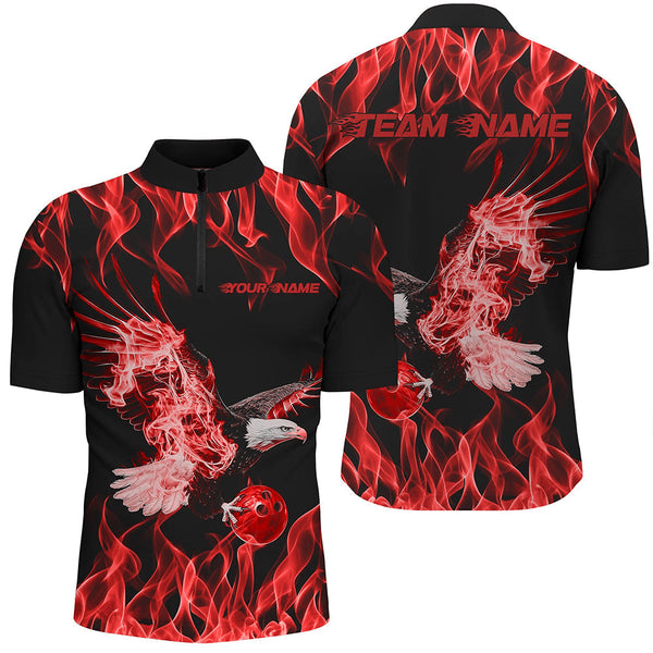 Bowling Red Flame Eagle Personalized Men Women Polo Shirt Custom Bowling Team Jersey