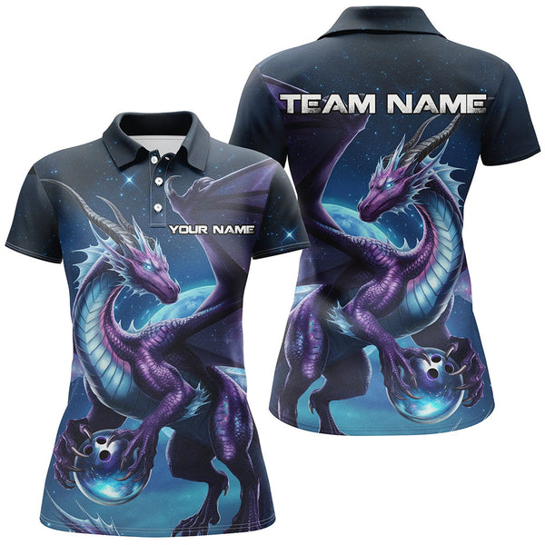 Personalized Bowling Dragon Women Performance Polo Shirt Custom Name Bowling Team Jersey