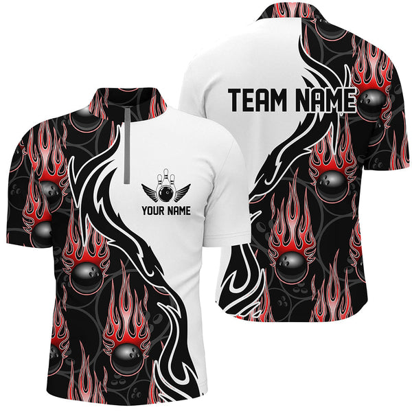 Bowling Flame Personalized Men Women Polo Shirt Custom Bowling Team Jersey